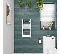 NRG Curved Gloss White Bathroom Heated Towel Rail Radiator 800x400mm