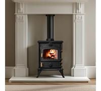 NRG Defra 5KW Cast Iron Multi Fuel Stove, High Efficiency Wood Burning Fireplace Heater - Free Standing Indoor Stove for Living Room & Bedroom