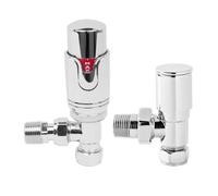 NRG Designer 15mm Chrome Angled TRV Thermostatic Radiator Valves Central Heating Tap and Manual Angled Valves