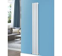 NRG Designer 1800x236mm Tall Vertical Single Panel Oval Column Bathroom Central Heating Radiator White