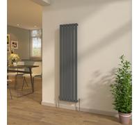 NRG Designer Anthracite 1600x408mm Flat Panel Single Column Radiator Vertical Bathroom Central Heating + Free Angled Valves