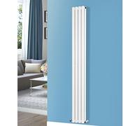 NRG Designer Double Panel Oval Vertical Column Radiator 1800x236mm Modern White Tall Upright Bathroom Central Heating