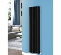 NRG Designer Flat Panel Radiator Vertical Double Column Bathroom Central Heating Space Saving Radiators - Black 1600mm x 408mm