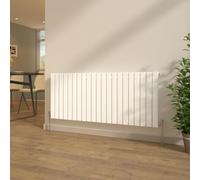 NRG Designer Horizontal Flat Panel Single Column Radiator Premium Gloss White 600x1428mm Bathroom Central Heating + Free Angled Valves