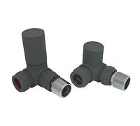 NRG Designer Manual Corner Radiator Valve Set, 15mm, Anthracite