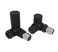 NRG Designer Manual Corner Radiator Valve Set, 15mm, Black