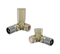 NRG Designer Manual Corner Radiator Valve Set, 15mm, Brushed Brass