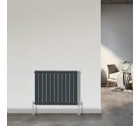 NRG Designer Radiator 600x748mm Horizontal Flat Panel Double Column Bathroom Heater Anthracite Central Heating
