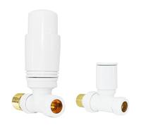 NRG Designer Radiator Valve Straight Thermostatic Valves White | Central Heating Taps, Brass, Safety Valves, 15mm Inlet, Modern Design, Easy to Use, 15mm Connection