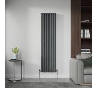 NRG Double Panel Oval Anthracite Vertical 1800x472mm Radiator with Valves