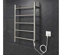 NRG Electric Straight Heated Chrome Towel Rail Radiator Bathroom Central Heating Radiators 800 x 500mm