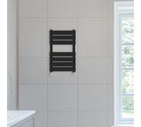 NRG Flat Panel Bathroom Heated Towel Rail Radiator 650 x 400 Black