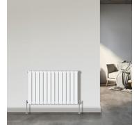 NRG Flat Panel Double Column Designer Radiator Horizontal Gloss White 600x884mm Bathroom Central Heating