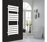 NRG Flat Panel Heated Towel Rail Radiator Rad Warmer, 1200x600 Gloss White