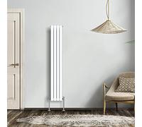 NRG Gloss White 1600x236mm Double Horizontal Oval Panel Radiator | High Heat Output, Designer Radiator Wall Mounted, Central Heating Rads, Modern Radiator, for Living Room, Kitchen, Home