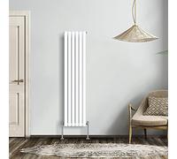 NRG Gloss White 1600x354mm Single Horizontal Oval Panel Radiator