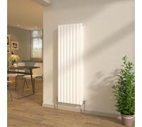NRG Gloss White 1600x544mm Vertical Flat Panel Double Column Designer Radiator Bathroom Heater Central Heating + Free Angled Valves