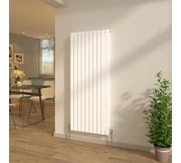 NRG Gloss White 1600x680mm Vertical Flat Panel Double Column Designer Radiator Bathroom Central Heating + Free Angled Valves