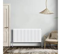 NRG Gloss White 600x1180mm Single Horizontal Oval Panel Radiator