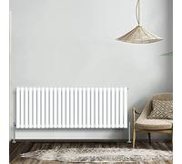 NRG Gloss White 600x1593mm Double Horizontal Oval Panel Radiator | High Heat Output, Designer Radiator Wall Mounted, Central Heating Rads, Modern Radiator, for Living Room, Kitchen, Home