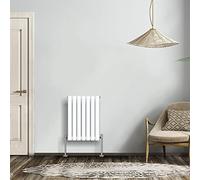 NRG Gloss White 600x413mm Single Horizontal Oval Panel Radiator | Mild Steel, Designer Radiator Wall Mounted, High Heat Output, Central Heating Rads, for Living Room, Kitchen, Bedroom, Home