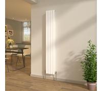 NRG Gloss White Flat Panel Double Column Radiator 1800x272mm with Valves