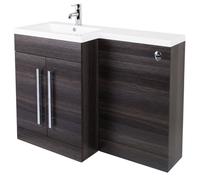 NRG Grey Left Hand Combination Bathroom Storage Cabinet Vanity Unit Set Flat Pack(No Toilet and Cistern)