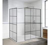 NRG Grid Shower Enclosure 8mm Easy Clean Glass 2 Pieces Wet Room Screen Panel Door 1950mm Height 1000+760mm with 1500x1000mm SMC White Rectangle Shower Tray
