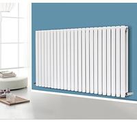 NRG Horizontal 600x1416 Oval Column Designer Radiator Central Heating Double Panel Gloss White for Bathroom Living Room and Kitchen