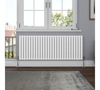 NRG Horizontal 600x1593 Oval Column Designer Radiator Central Heating Single Panel Gloss White