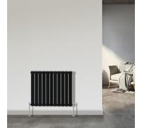 NRG Horizontal Column Designer Radiator Flat Double Panel 600x748mm Black