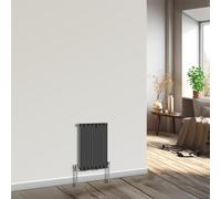 NRG Horizontal Designer Radiator Oval Single Panel Central Heating Black 600mmx413mm