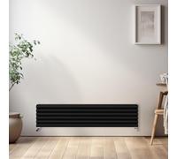 NRG Horizontal Oval Central Heating Double Column Radiator 1600x354mm Black