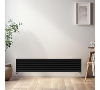 NRG Horizontal Oval Central Heating Double Column Radiator 1800x354mm Black