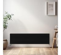 NRG Horizontal Oval Central Heating Double Column Radiator 1800x472mm Black