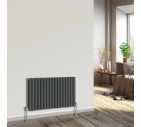 NRG Horizontal Oval Column Radiator 600x1003mm Double Panel Designer Bathroom Central Heating Anthracite