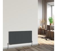 NRG Horizontal Oval Column Radiator 600x1180mm Double Panel Anthracite