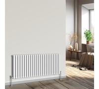 NRG Horizontal Oval Column Radiator 600x1416mm Double Panel White | Central Heating Rad, Modern Radiator, High Heat Output, Wall Radiator, Oval Tube Design, for Living Room, Kitchen, Home