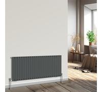 NRG Horizontal Oval Column Radiator 600x1416mm Single Panel Designer Bathroom Central Heating Anthracite