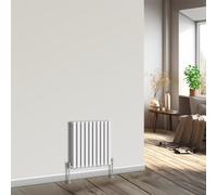 NRG Horizontal Oval Column Radiator 600x590mm Double Panel Designer Bathroom Central Heating White