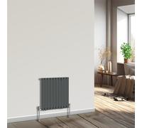 NRG Horizontal Oval Column Radiator 600x590mm Single Panel Designer Bathroom Central Heating Anthracite