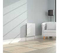 NRG Horizontal Oval Column Radiator 600x590mm Single Panel White | Modern Radiator, Energy Efficientt, Radiator Wall Mounted, High Heat Output, for Living Room, Bedroom, Kitchen