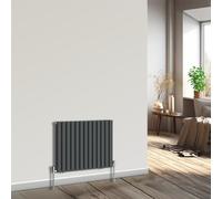 NRG Horizontal Oval Column Radiator 600x767mm Double Panel Designer Bathroom Central Heating Anthracite