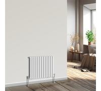 NRG Horizontal Oval Column Radiator 600x767mm Single Panel Designer Bathroom Central Heating White