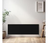 NRG Horizontal Oval Radiator Bathroom Central Heating Double Column Designer Radiators 1800x590mm - Black