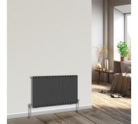 NRG Horizontal Radiator Oval Single Panel Central Heating Black 600x1003mm