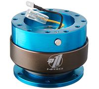 NRG Innovations Gen 2.0 Steering Wheel Quick Release Adapter 6-HOLE with Mounting Bolts (New Blue Body/Titanium Chrome Ring), NRG-SRK-200NB