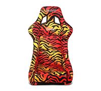 NRG Innovations NRG-FRP-302TIGRE-SAVAGE Prisma Fixed Back Bucket Seat w/Bottom Mount,Tiger Yellow/Orange Print Fabric/Gold to Pink Ombre Sparkle Back