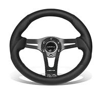 NRG Innovations ST-002RCF Black Leather Steering Wheel with Carbon Center Spoke by NRG Innovations