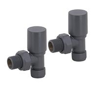 NRG Manual Valves Angled Round Head Anthracite Towel Rail Designer Radiator Valves One Pair